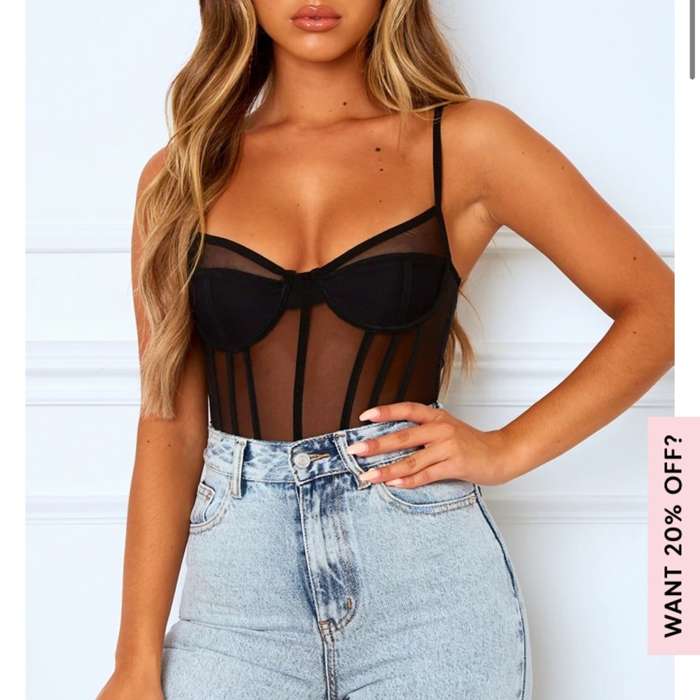 White Fox Boutique She's A Muse Bodysuit Black